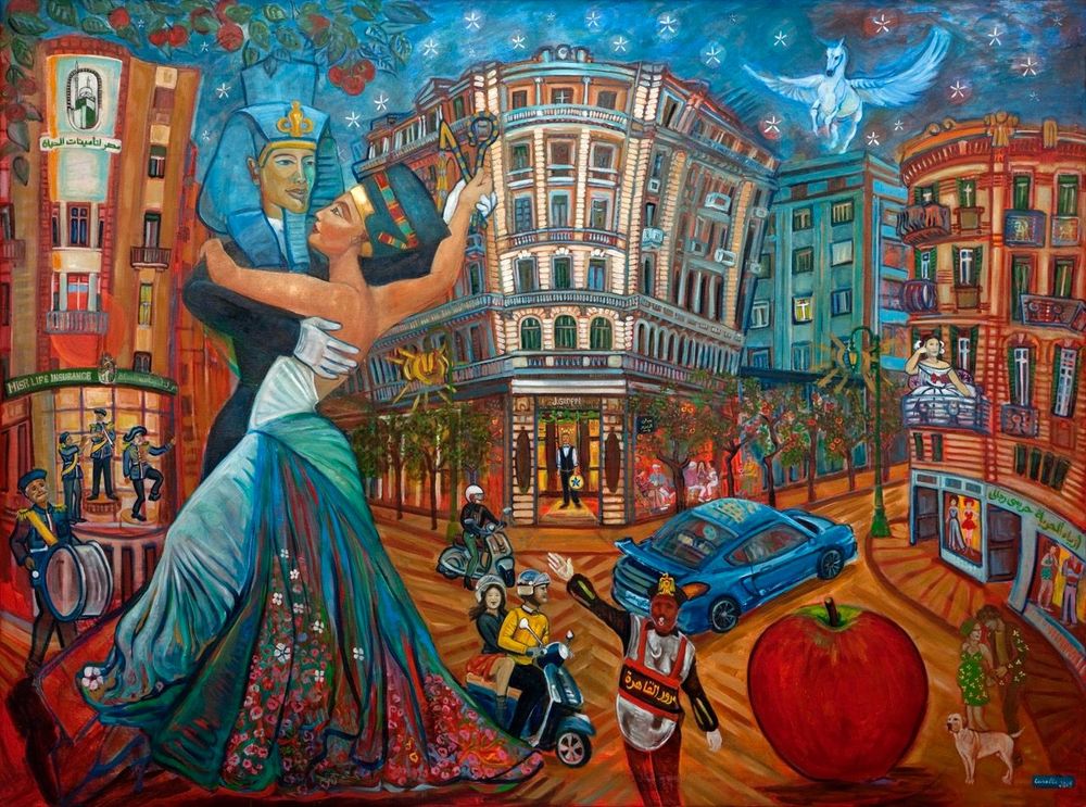 Akhenaton & Nefrtiti In Talaat Harb Square